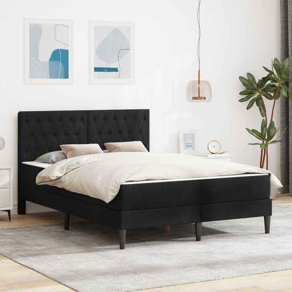 vidaXL Rám postele s matracom Čierny 140 x 200 cm Zamat