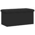 vidaXL Skladacia úložná lavička Čierna 180 kg 80 L 77 x 38 x 38 cm PVC