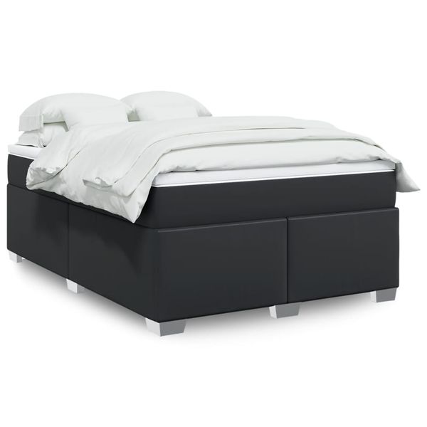 vidaXL Boxspring posteľ s matracom čierny 140x190 cm umelá koža