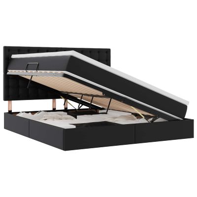 vidaXL Postel s úložným prostorem a LED svetlom Čierna 180 x 200 cm