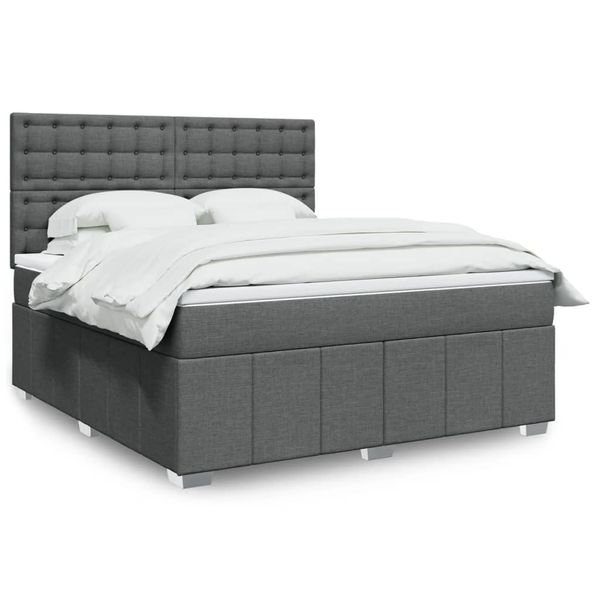 vidaXL Boxspring posteľ s matracom tmavosivá 180x200 cm látka