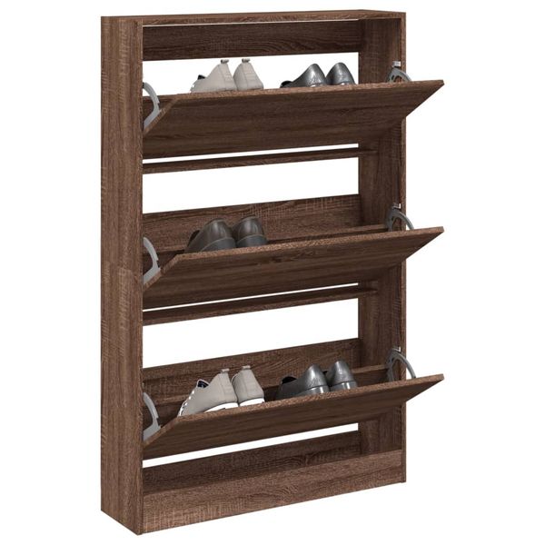 vidaXL Botník hnedý dub 80x21x125,5 cm spracované drevo
