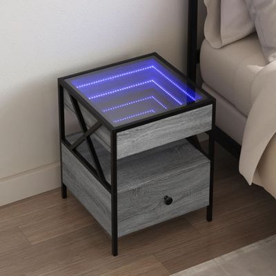 vidaXL Konferenčný stolík s nekonečnými LED sivý sonoma 40x40x51 cm