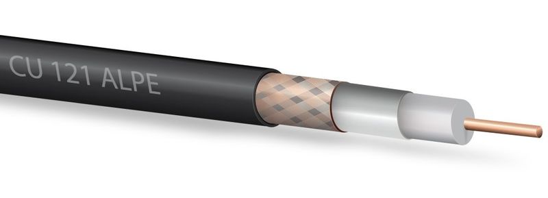 Koaxiálny kábel 121 CU ALPE 150m/5mm čierny cievka Koaxiální kabel 121 CU ALPE 150m /  5mm černý cívka