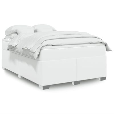 vidaXL Boxspring posteľ s matracom biela 140x200 cm umelá koža