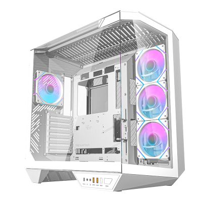 Počítačová skriňa Darkflash DY470 (biela) + 4 ventilátory + držiak GPU