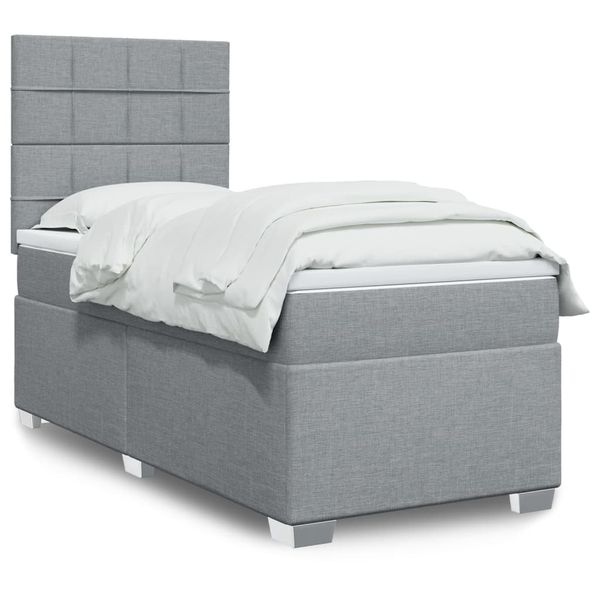 vidaXL Posteľný rám boxsping s matracom bledosivý 90x200 cm látka