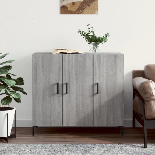 vidaXL Komoda sivý dub sonoma 90x34x80 cm kompozitné drevo