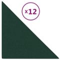 vidaXL Nástenné panely 12 ks tmavozelené 30x30 cm látkové 0,54 m²
