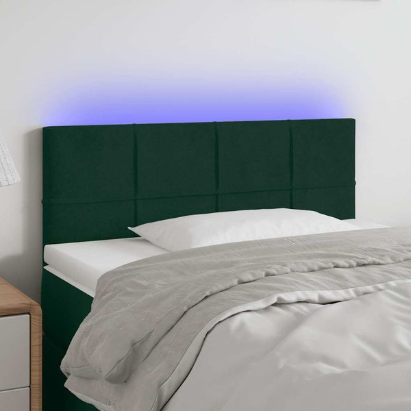vidaXL Čelo postele s LED tmavozelené 90x5x78/88 cm zamat