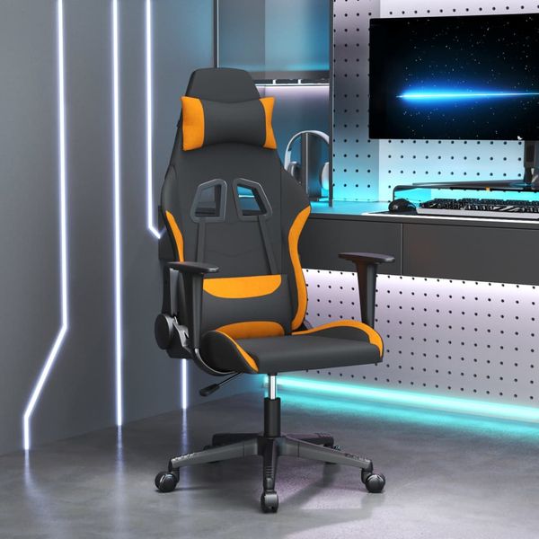 vidaXL Otočná herná stolička čierna a krémová látková