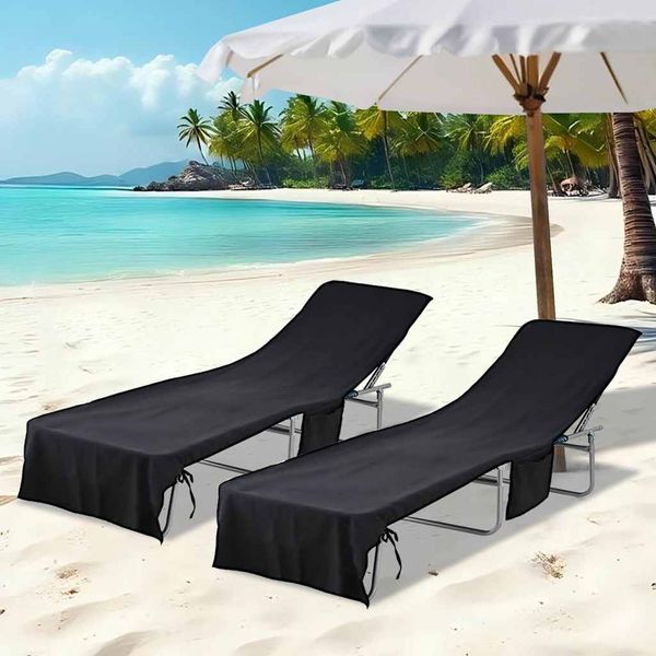 vidaXL Osušky pre ležadlo 2 pcs Čierna 210 x 75 cm