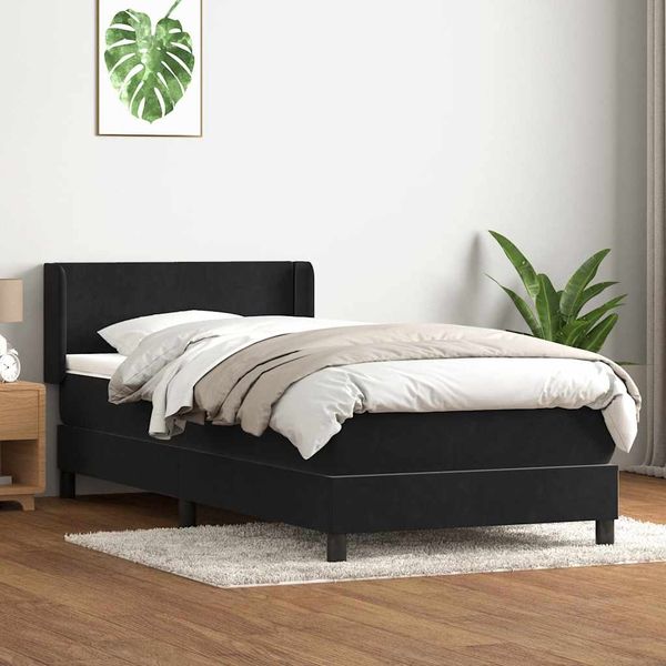 vidaXL Posteľný rám boxspring s matracom čierny 90x210 cm zamat