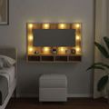 vidaXL Zrkadlová skrinka s LED diódou, dubový dekor, 90x31,5x62 cm