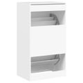vidaXL Botník s 2 výklopnými zásuvkami biely 60x42x108 cm