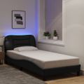 vidaXL Rám postele s LED bez matraca Hvar Čierna 90x190 cm Látka