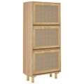 vidaXL Botník hnedý 52x25x115 cm spracované drevo a prírodný ratan