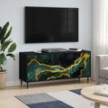 vidaXL TV skrinka WIJHE 102 x 33 x 51 cm Čierny dub Kompozitné drevo