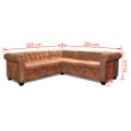 vidaXL Rohová pohovka Chesterfield, 5-miestna, umelá koža, hnedá