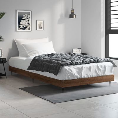 vidaXL Posteľný rám bez matraca hnedý dub 90x200 cm kompozitné drevo