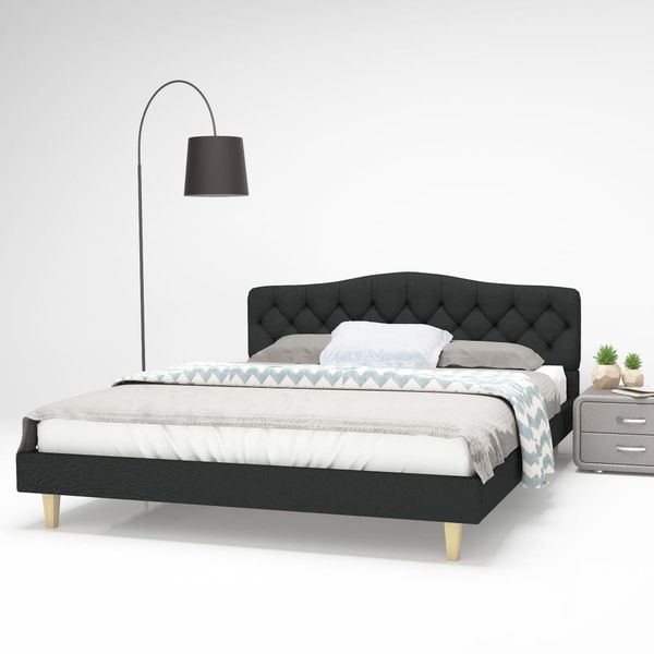 vidaXL Posteľ s matracom, tmavosivá, látka 160x200 cm