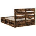 vidaXL Rám postele Dymová dub 150 x 200 cm Masívne borovicové drevo