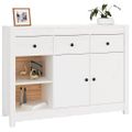 vidaXL Komoda biela 100x35x74 cm borovicový masív