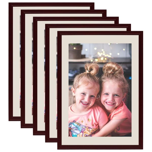 vidaXL Fotorámiky na stenu alebo stôl 5 ks tmavočervené 59,4x84 cm