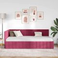 vidaXL Rohový rám postele Víno červené 90 cm x 200 cm Zamat