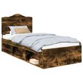 vidaXL Rám postele Dymová dub 90 x 190 cm Masívne borovicové drevo