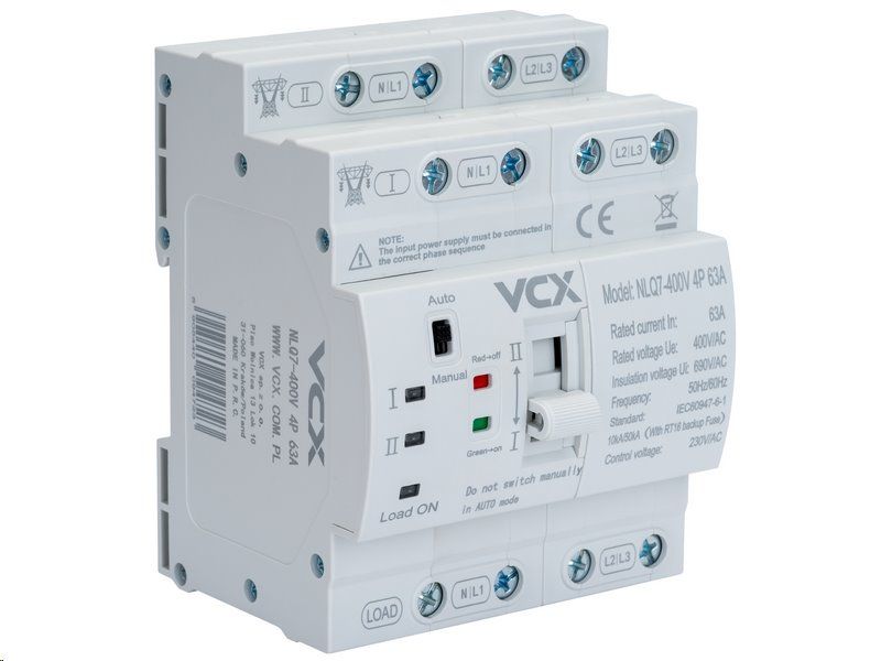 Automatický přepínač sítí - napájení VCX 4P 400V 63A - NLQ7 400V 4P 63A