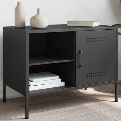 vidaXL TV skrinka čierna 100,5x39x50,5 cm oceľ valcovaná za studena