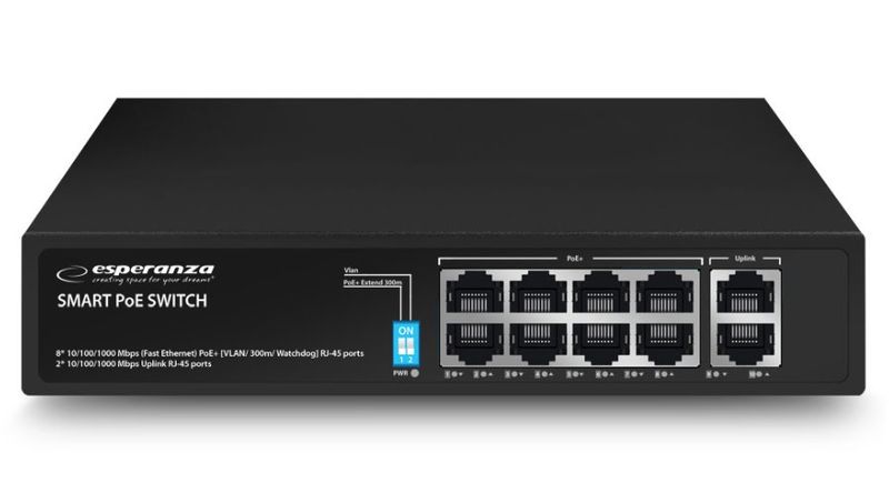 Switch Esperanza Matrix ENS108, 10/100/1000Mbps, 8PoE+2, 120W