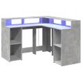 vidaXL Stôl s LED svetlami betónovo sivý 130x130x91cm kompozitné drevo
