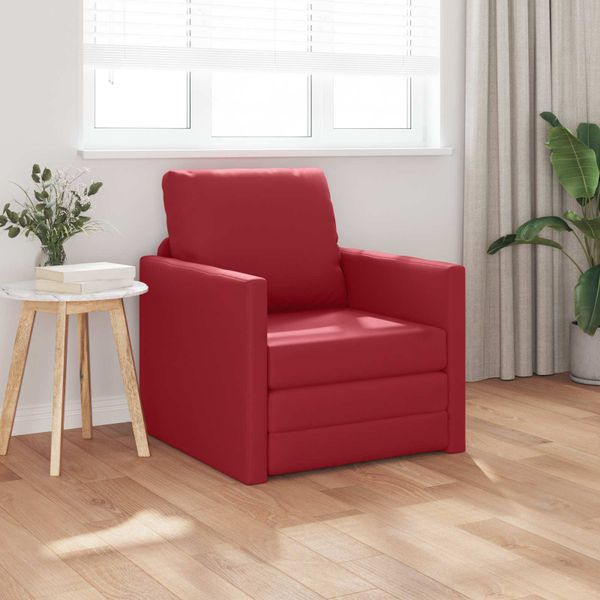 vidaXL Rozkladacia posteľ 60cm Víno červené Umelá koža