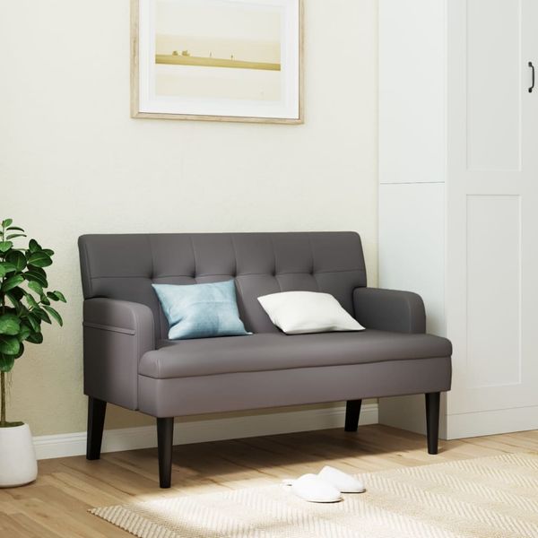 vidaXL Lavička s operadlom sivá 112x65,5x75 cm umelá koža