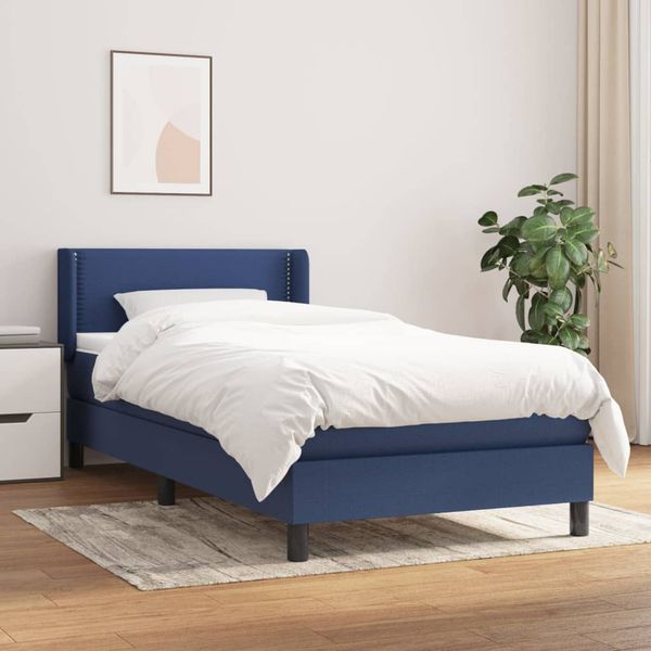 vidaXL Posteľný rám boxspring s matracom modrý 90x190 cm látka