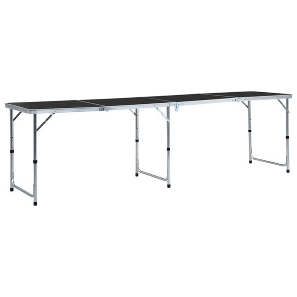 vidaXL Skladací kempingový stôl sivý 240x60 cm hliníkový