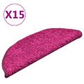 vidaXL Schodové rohože 15 ks 56x17x3 cm ružové polkruhové