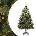 vidaXL Umelý vianočný stromček s pniškami Zelená 120 cm PVC a PE a kov
