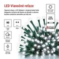 LED vianočná reťaz, 8 m, vonkajšia aj vnútorná, studená biela, programy, časovač