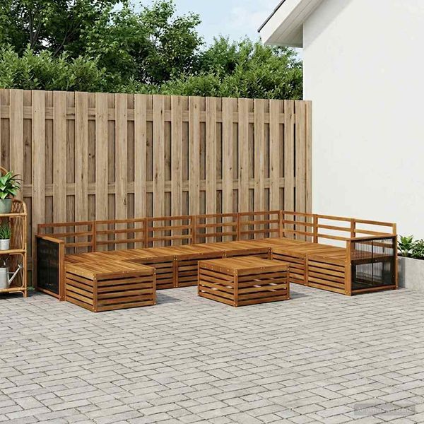 vidaXL Záhradná súprava gaučov 9 pcs Prírodná Pevné akáciové drevo