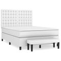 vidaXL Boxspring posteľ s matracom biela 140x200 cm umelá koža