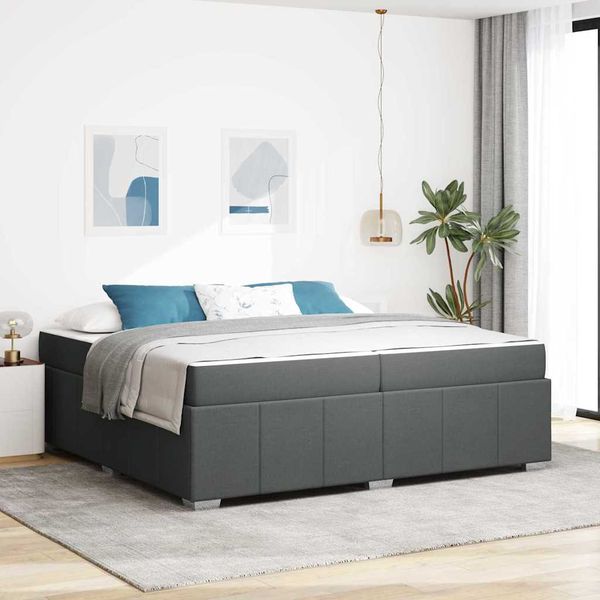 vidaXL Rám postele s matracmi Tmavo šedá 200 x 200 cm látka