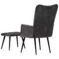 vidaXL Kreslo wingback s podnožkou čierne vintage plátno