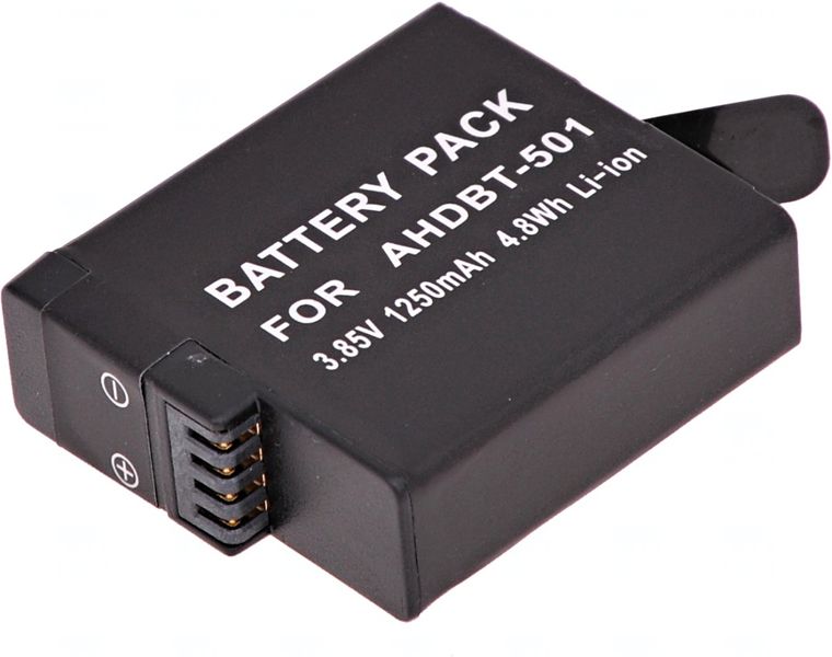 Batéria T6 Power pre GoPro Hero5, Hero6 Black, AHDBT-501, AABAT-001, 601-10197-000, 1250mAh, 4,8Wh