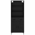 vidaXL Highboard Čierny dub 69,5 x 34 x 180 cm Kompozitné drevo