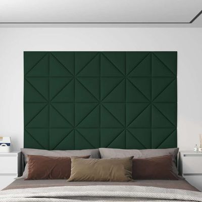 vidaXL Nástenné panely 12 ks tmavozelené 30x30 cm látkové 0,54 m²