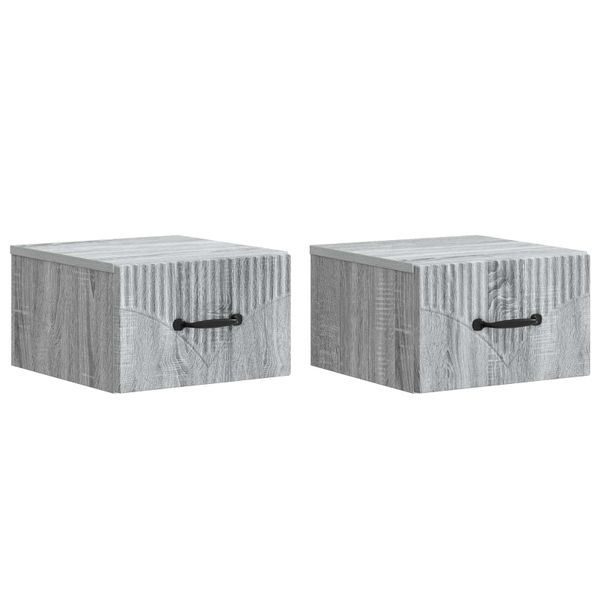 vidaXL Nástenná nočná skrinka 2 pcs Sivá sonoma 34,5 x 33 x 20 cm