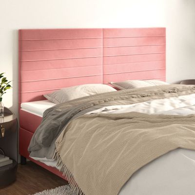 vidaXL Čelo postele ružové 180x5x118/128 cm zamatové